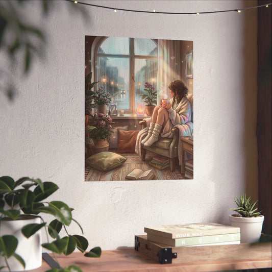 Cozy Rainy Day - Matte Vertical Art Print