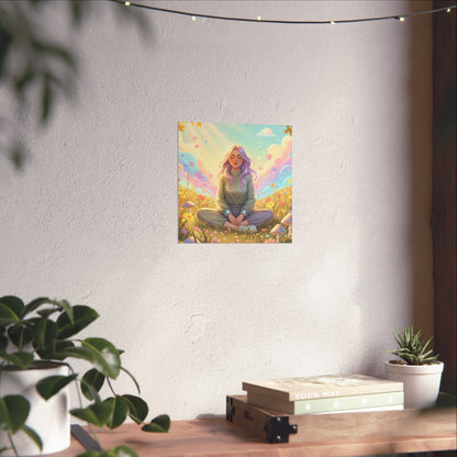 Tranquil Meadow Escape — Serene Mindfulness Matte Vertical Art Print