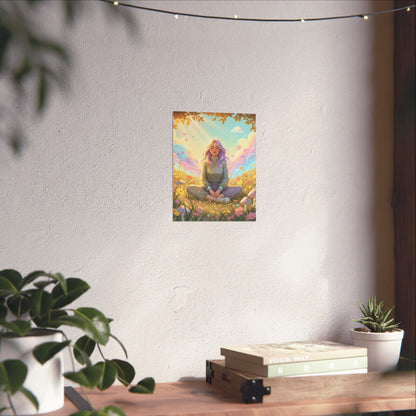 Tranquil Meadow Escape — Serene Mindfulness Matte Vertical Art Print