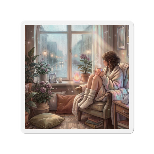 Cozy Rainy Day - Die-Cut Magnets