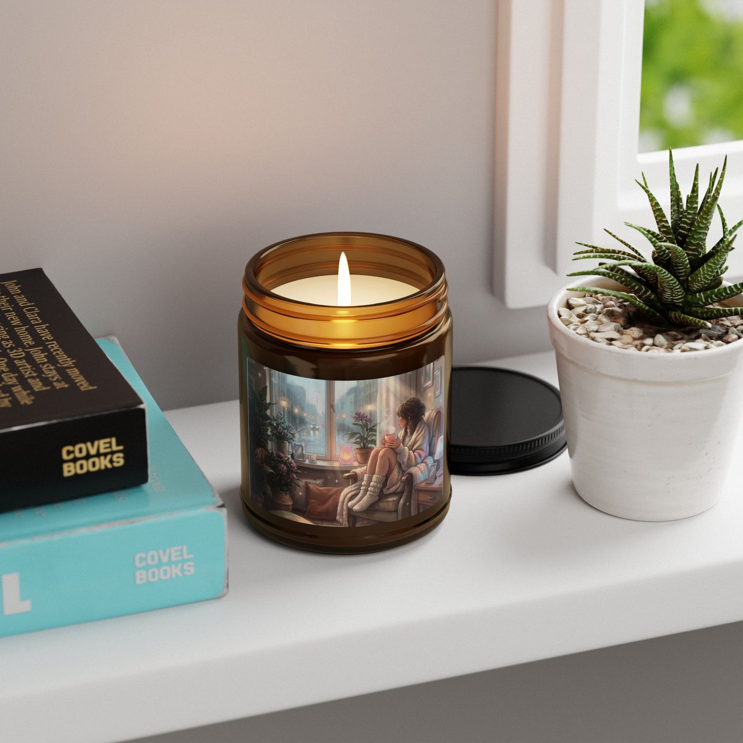 Cozy Rainy Day- Amber Jar Soy Scented Candle