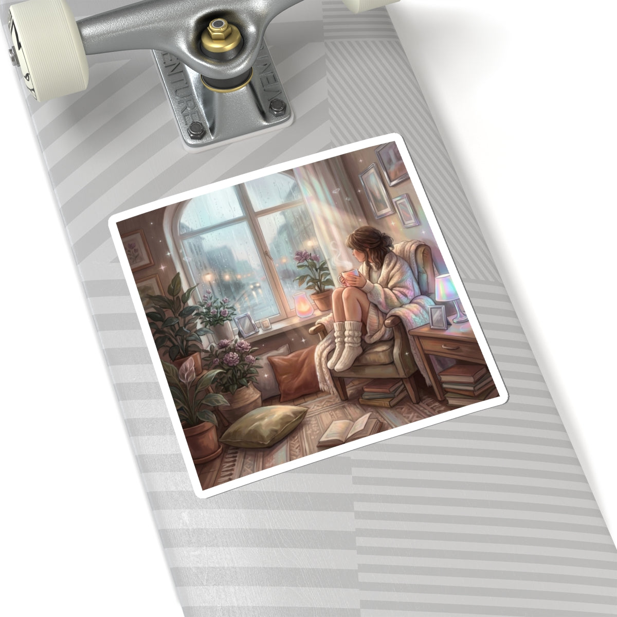 Cozy Rainy Day - Kiss-Cut Sticker Decal