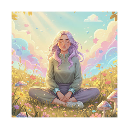 Tranquil Meadow Escape — Serene Mindfulness Matte Vertical Art Print