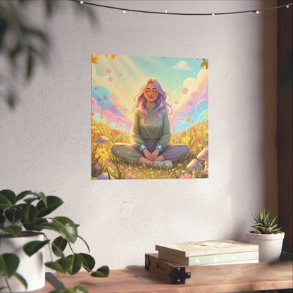 Tranquil Meadow Escape — Serene Mindfulness Matte Vertical Art Print