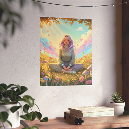 Tranquil Meadow Escape — Serene Mindfulness Matte Vertical Art Print