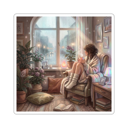 Cozy Rainy Day - Kiss-Cut Sticker Decal