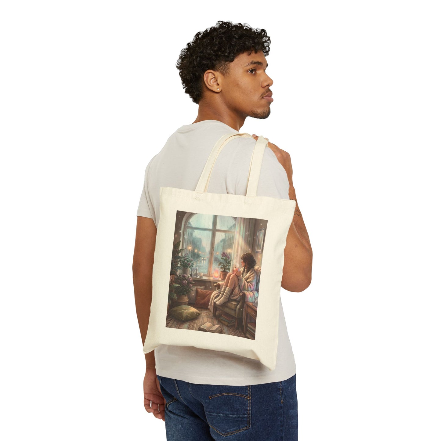 Cozy Rainy Day - Canvas Tote Bag