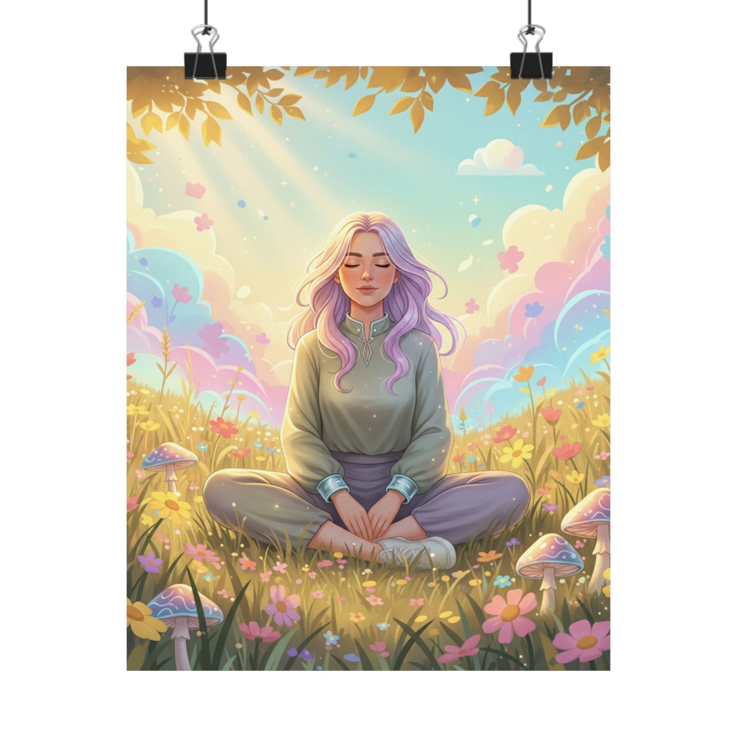 Tranquil Meadow Escape — Serene Mindfulness Matte Vertical Art Print