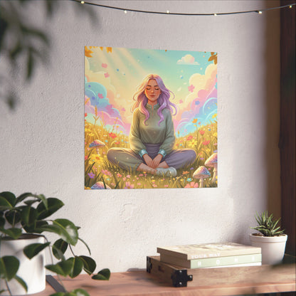 Tranquil Meadow Escape — Serene Mindfulness Matte Vertical Art Print