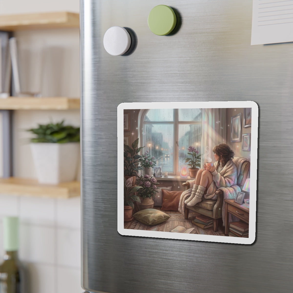 Cozy Rainy Day - Die-Cut Magnets