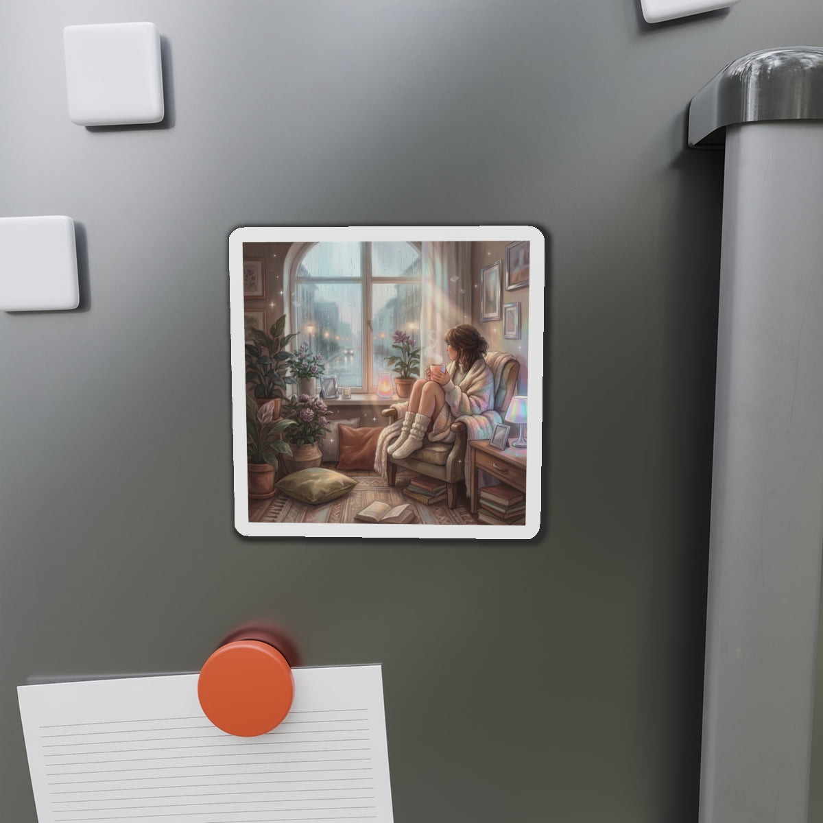 Cozy Rainy Day - Die-Cut Magnets