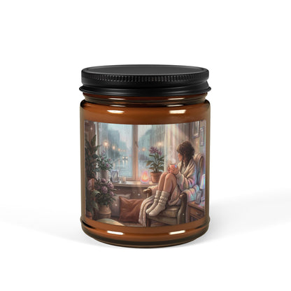 Cozy Rainy Day- Amber Jar Soy Scented Candle