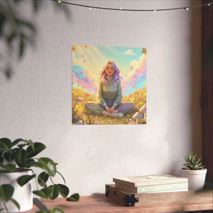 Tranquil Meadow Escape — Serene Mindfulness Matte Vertical Art Print