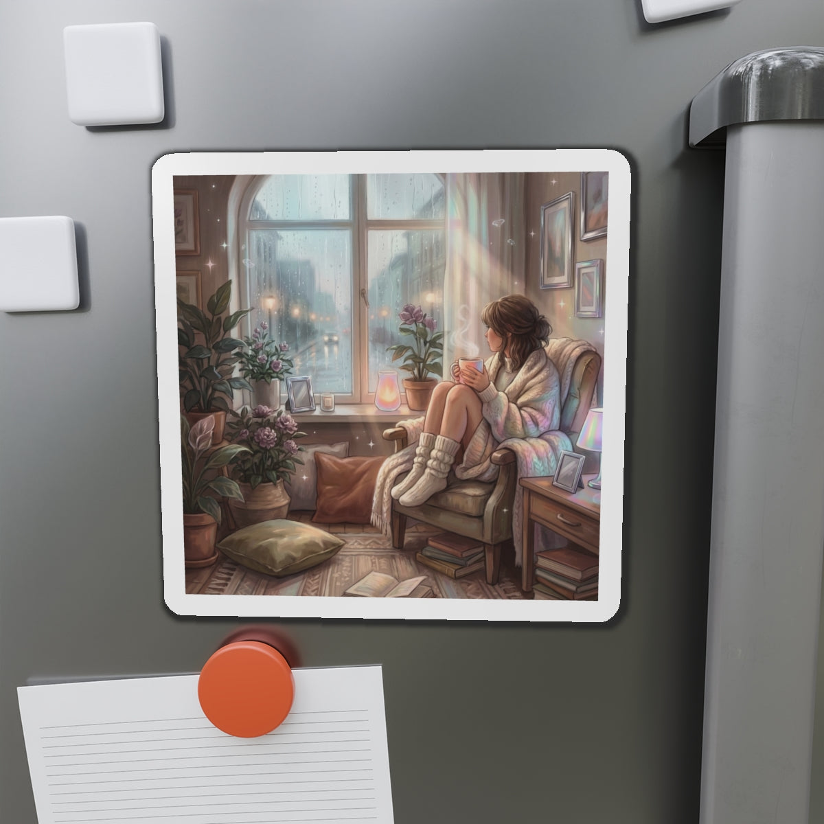 Cozy Rainy Day - Die-Cut Magnets