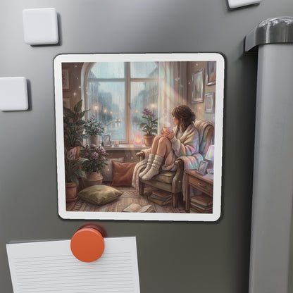 Cozy Rainy Day - Die-Cut Magnets