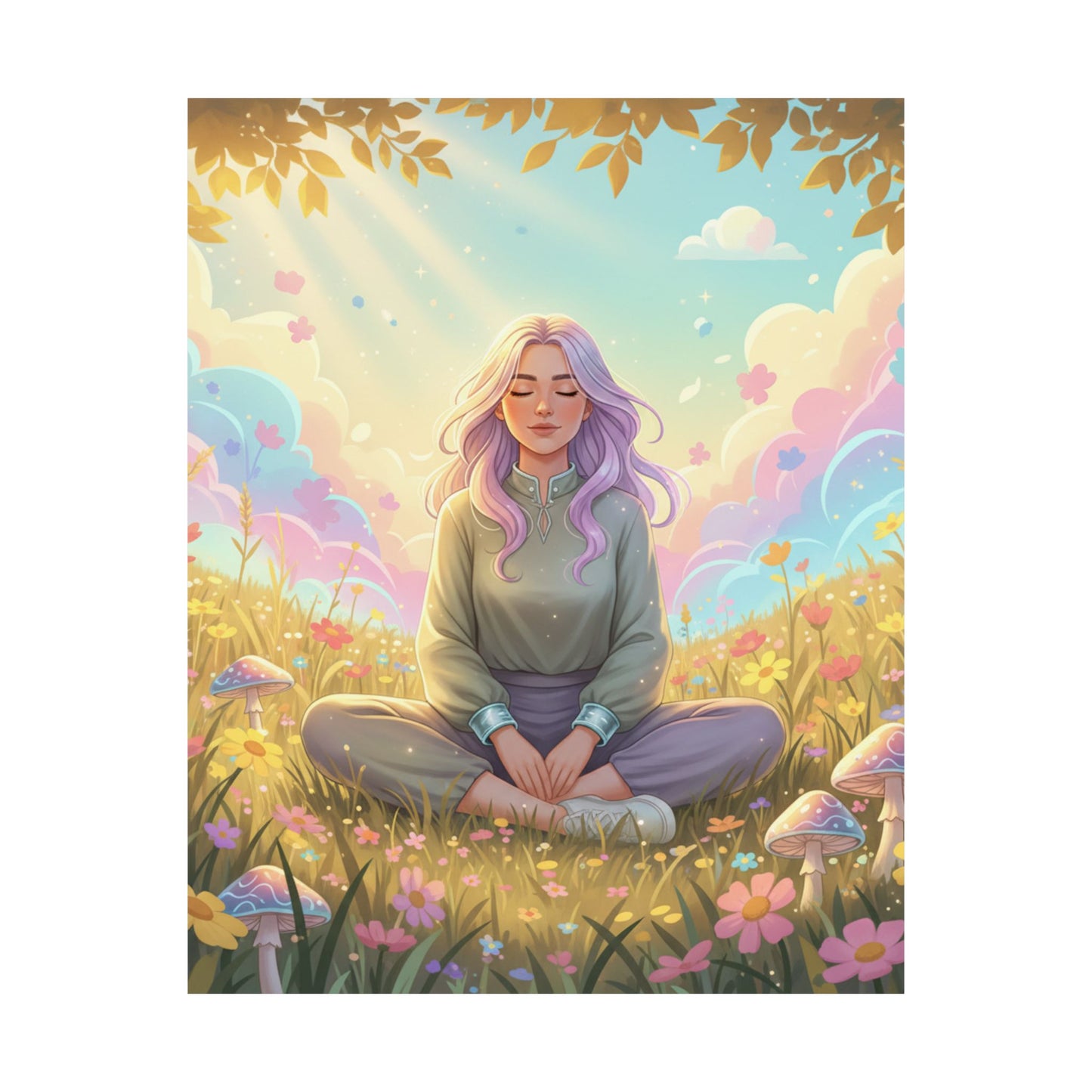 Tranquil Meadow Escape — Serene Mindfulness Matte Vertical Art Print